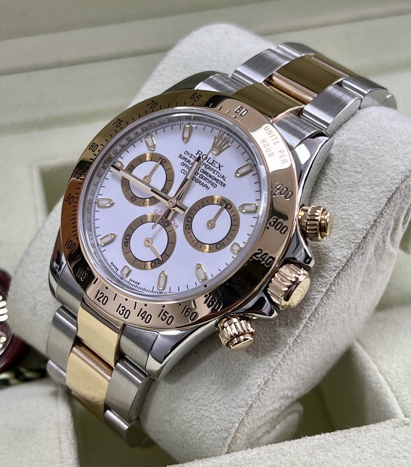 Rolex Daytona 116523 Steel Yellow Gold. White Dial. 2008 Box Papers