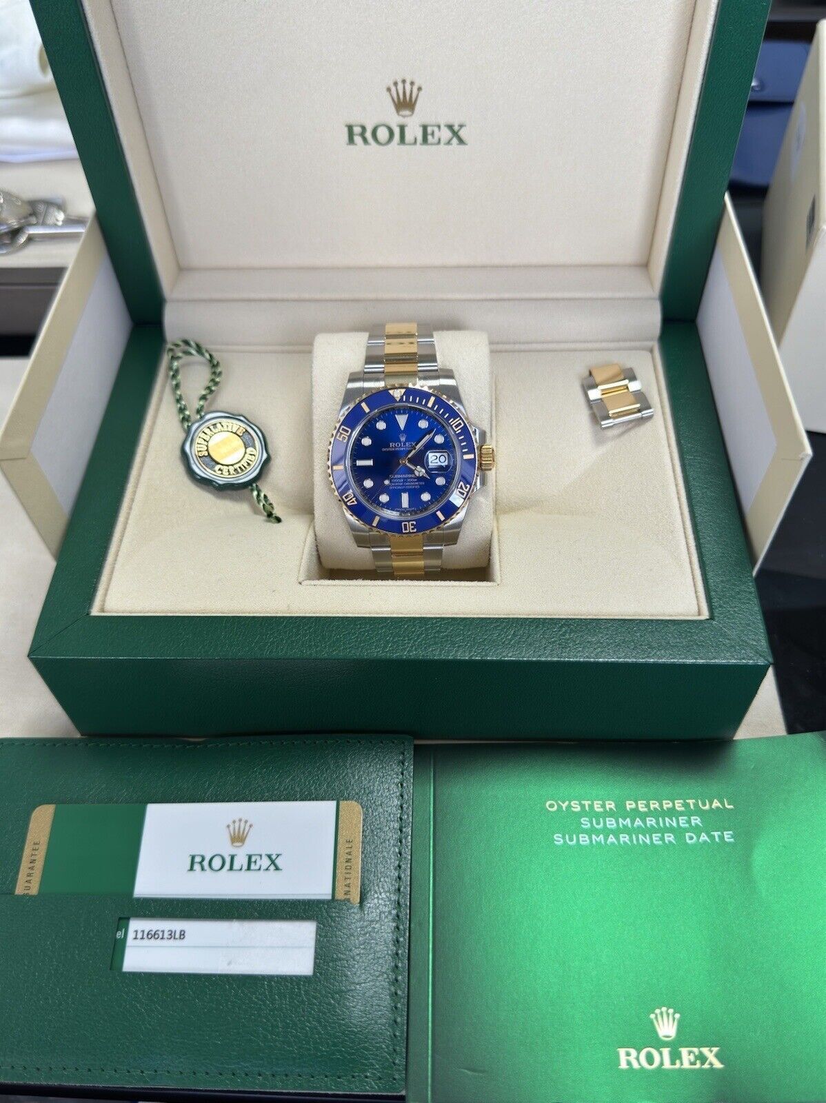 Rolex Submariner Bluesy 116613LB. 2020 Full Set, Fully Stickered NOS Brand New