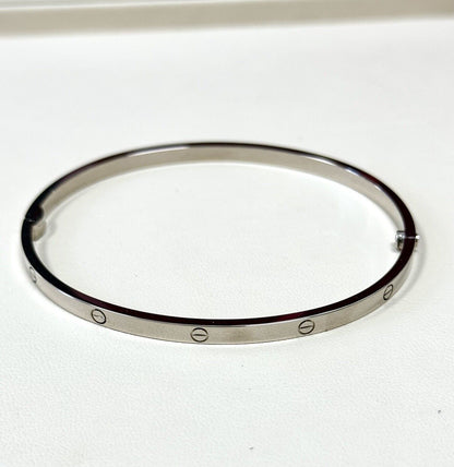 Cartier Thin Love Bangle Bracelet White Gold Size 20. Authentic with Box Papers