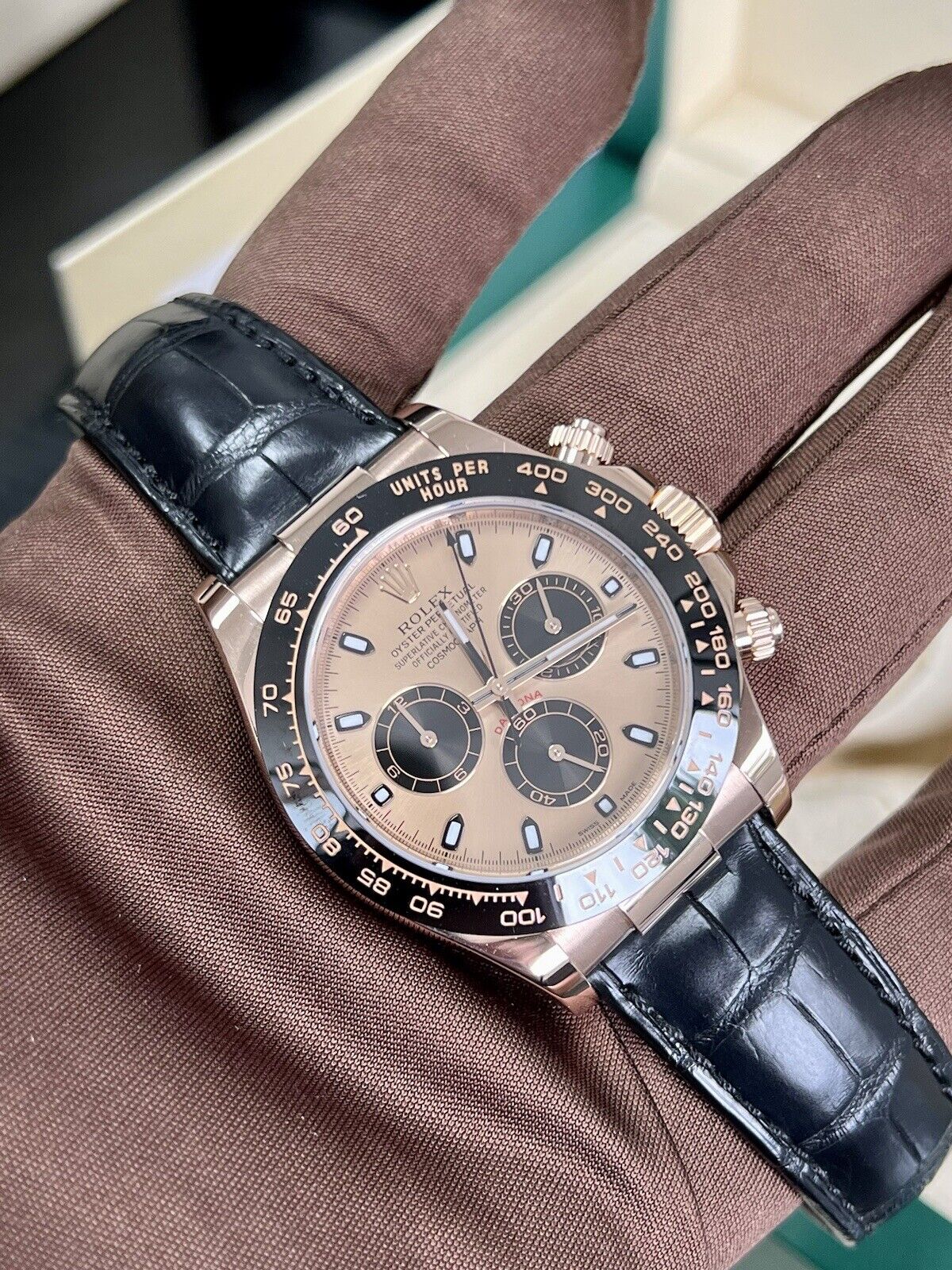 Rolex Daytona Rose Gold 116515LN Ceramic Sundust. 2017 Immaculate Box Papers