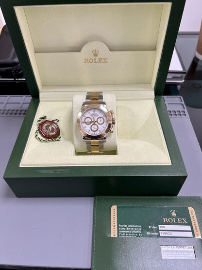 Rolex Daytona 116523 Steel & Yellow Gold. White Dial. 2008 Box & Papers