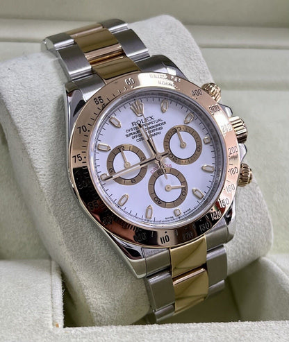 Rolex Daytona 116523 Steel & Yellow Gold. White Dial. 2008 Box & Papers