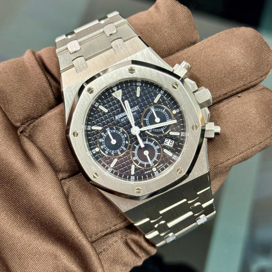 Audemars Piguet 39mm Royal Oak Chronograph 25860ST. 2004 Black Dial Serviced