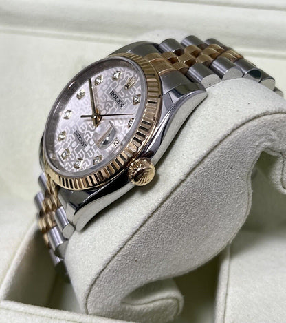 Rolex Datejust 36 Steel Yellow Gold. 116233. Diamond Dial. 2010 Box Papers