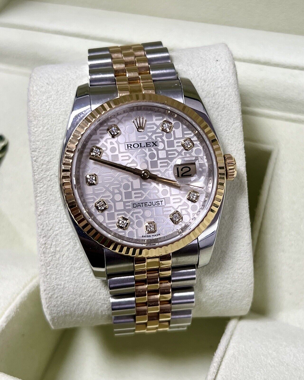 Rolex Datejust 36 Steel Yellow Gold. 116233. Diamond Dial. 2010 Box Papers