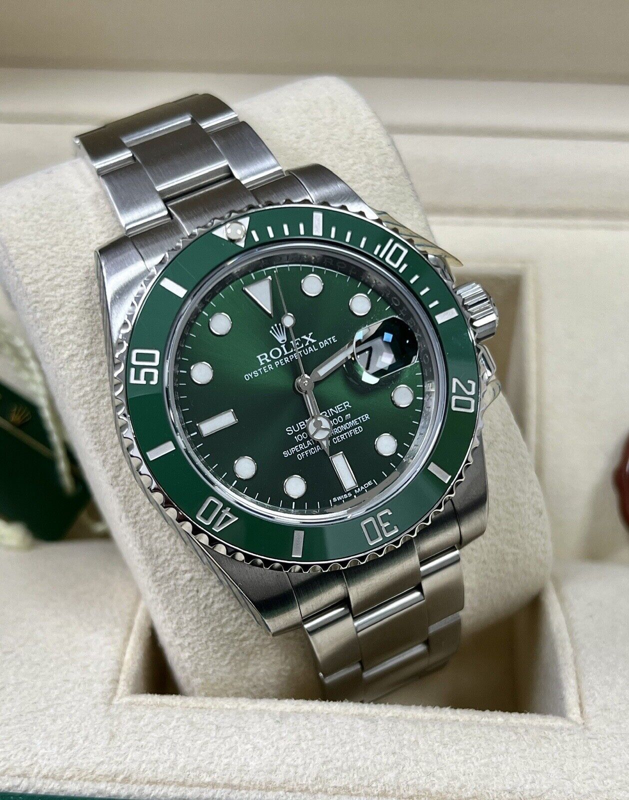 Rolex Submariner Hulk 40mm 116610LV. 2014 Box & Papers & 2022 Service Papers.