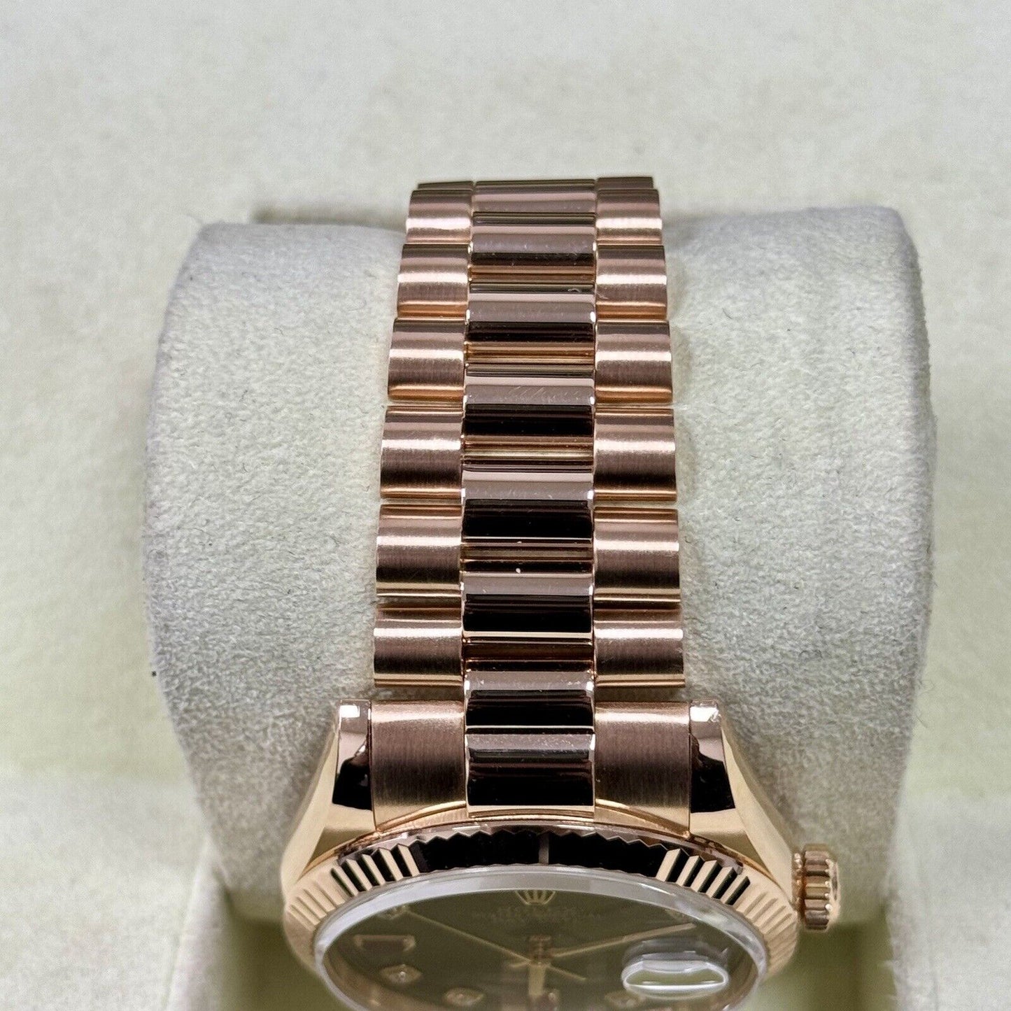 Rolex Day Date 36 118235 Rose Gold. Chocolate Diamond Ruby Dial. 2006 Box Papers