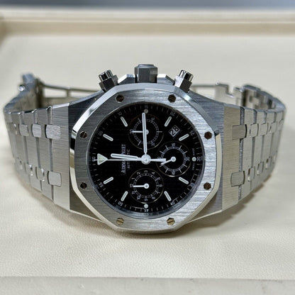 Audemars Piguet 39mm Royal Oak Chronograph 25860ST. 2004 Black Dial Serviced