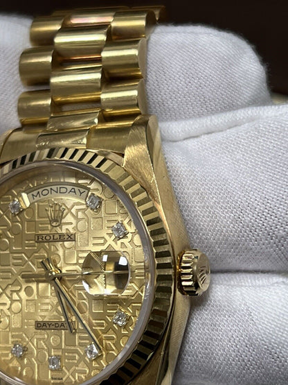 Rolex Day Date Presidential Gold 18238, Factory Diamond Dial Unpolished Full Set