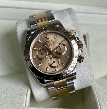 Rolex Daytona 116523 Steel & Yellow Gold. Champagne Dial. 2010 Box & Papers