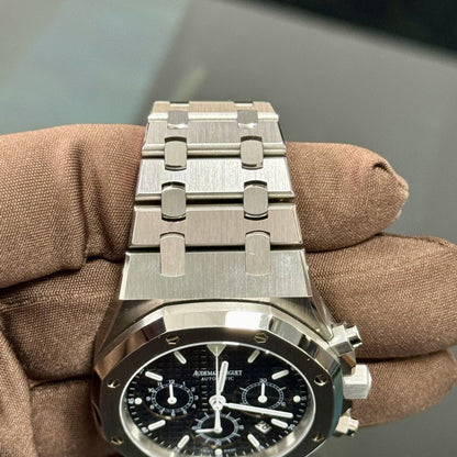 Audemars Piguet 39mm Royal Oak Chronograph 25860ST. 2004 Black Dial Serviced